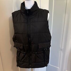 Shein Womens Black Front Zip Puffer Vest Size M